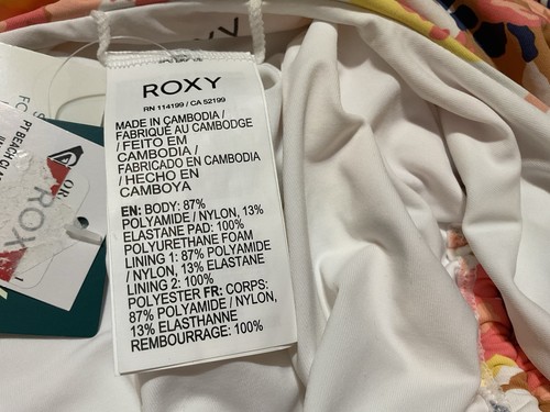 Roxy Juniors Printed Beach Classics Ruched-Side Floral One-Piece Size XL NWT - Picture 7 of 11