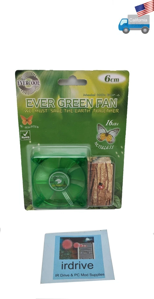 NEW Evercool Green Super-Quiet 19dBA 60mm x 15mm 3pin PC Case Cooling Fan EGF-6 - Image 2 of 4