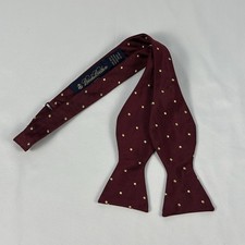 Brooks Brothers Makers Silk Self Tie Bow Tie Burgundy Polka Dot Preppy Ivy USA