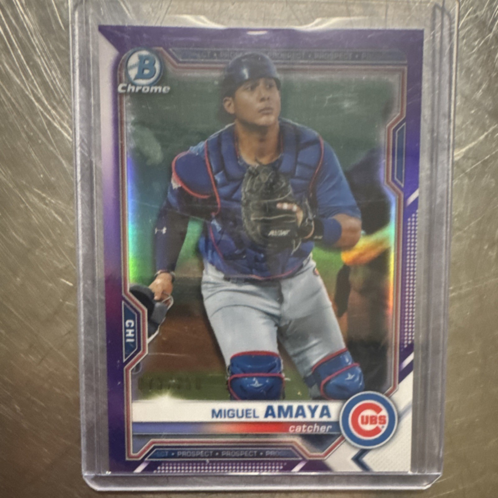 Bowman 2021 Chrome Miguel Amaya #BCP-148 Purple Refractor /250 Cubs RC