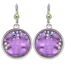 Kirks Folly Illusion Goddess Seaview Moon Leverback Earrings silvertone