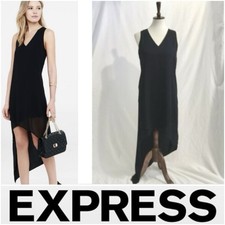 NEW Express Asymmetrical Little Black Dress Sz S Lined Sleeveless Chiffon￼￼