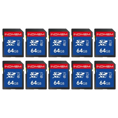SD Card 64GB 10pack, C10, U3, V30, High Speed up to 90M/S SDXC UHS-I Memory C...