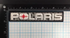 VINTAGE POLARIS MOTORSPORTS SHIMMERY SILVER GRAY IRIDESCENT 5" IRON ON PATCH B5
