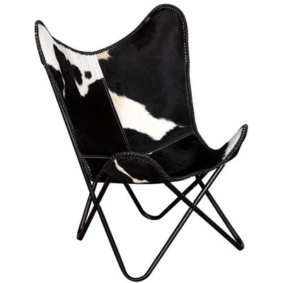 Chair Living Room Chair with Powder Coated Iron Frame Real Leather vidaXL