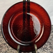 Set of 3 Arcoroc France Vercors Ruby Red Salad Plates Textured Pebbled Hammered