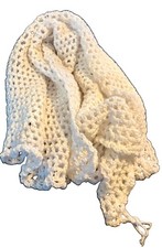 Ivory/Off White Crochet Acrylic Yarn Baby Blanket 46"x32"