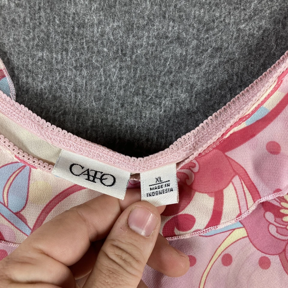 Pijama de gasa Y2K Cato para mujer extra grande rosa floral pierna ancha correas con volantes Foto 4 de 4