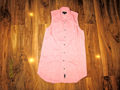Finisterre longline sleveless pink Top Women's UK 12 Linen blend Buttoned