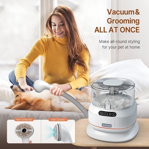 Pupihom Pet Hair Vacuum, Dog Grooming Kit for Shedding Pets, Hair Trimmer 1.5L - Picture 6 of 6