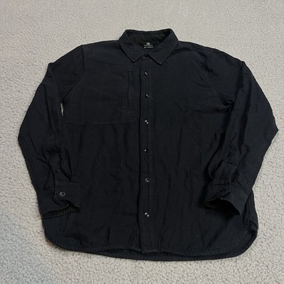 Aether Shirt Mens Small Black Flannel Zip Pocket Brushed Cotton Hiking Outdoors
