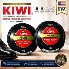 Kiwi Wax Shoe Polish  Renews and Protects Leather  Black Set of 2 40 gm 