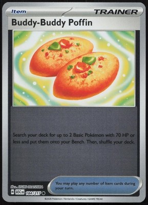 Buddy-Buddy Poffin 184/217 Common Ascended Heroes Pokemon Reverse Holo Near Mint