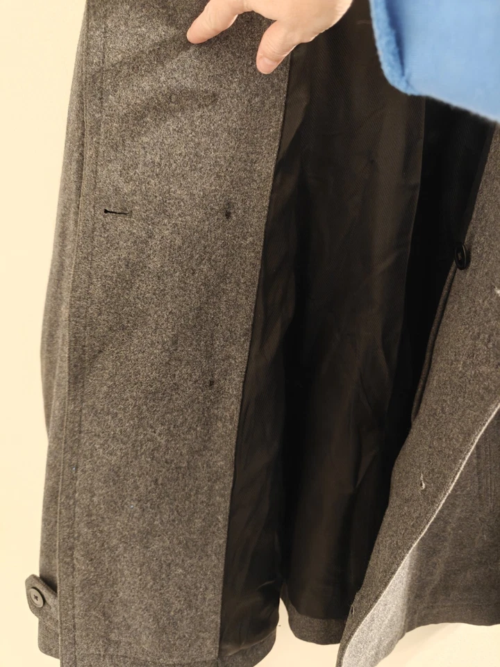 Express Men’s Double Breasted Wool Blend Peacoat Charcoal Grey Size LARGE - Image 3 of 4