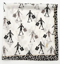 YSL Yves Saint Laurent Leopard Print Scarf Girl w/ Shopping Bag Artwork Y2K