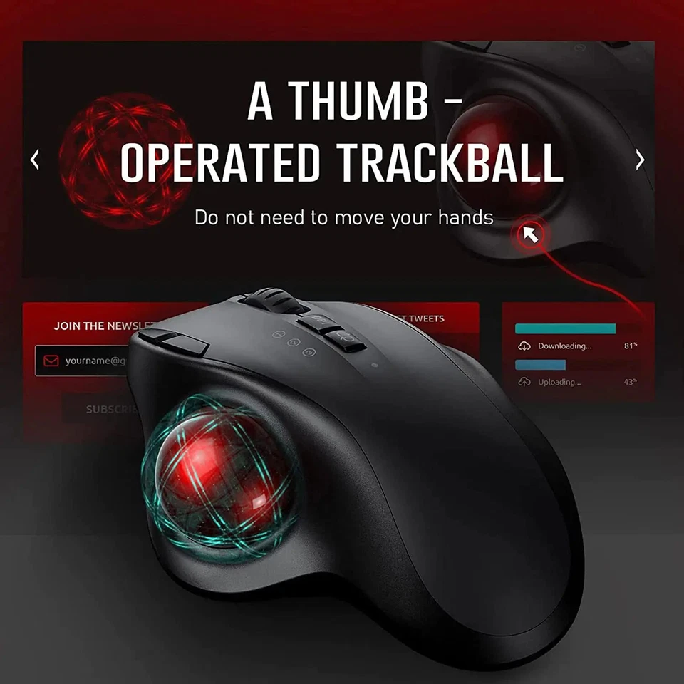 HandHeld Trackball Mouse Wireless Bluetooth For Computer Android Windows 600mAh - Image 3 of 4