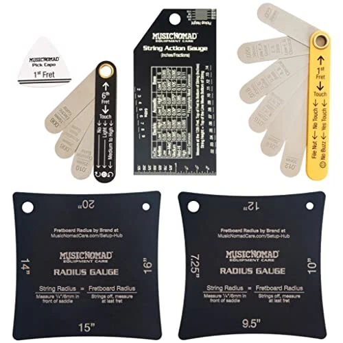 MusicNomad Precision 6 pc. Guitar Setup Gauge Tool Set - Plus  Assorted Styles 