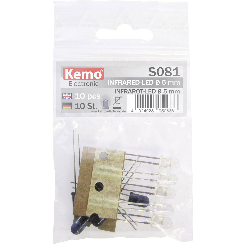 Kemo S081 LED-радиальный светильник длиной волны 870 нм, 925 нм диаметром 5 мм