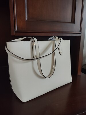 Coach 69424 White Chalk Pebbled Leather Central Tote Shoulder Bag