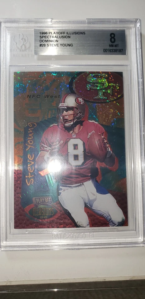 Steve Young 1996 Playoff Illusions Spectralusion Dominion Bgs 8,0 Foto 2 de 3