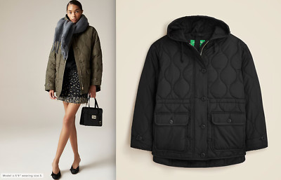 NWT J.CREW $228 Oslo puffer jacket with PrimaLoft , Black, Sz XS