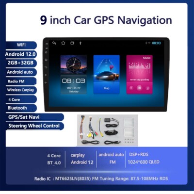 6.9" Autoradio 1Din Touchscreen Wireless Carplay Android Auto FM