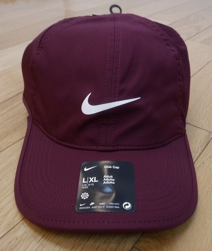 Neu mit Etikett Nike Dri-Fit Club federleichte Tennis/Laufen Erwachsene Adj Mütze-Größe L/XL WEINROT