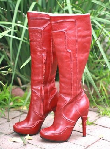 Galliano boots, leather, red, size 6 | eBay