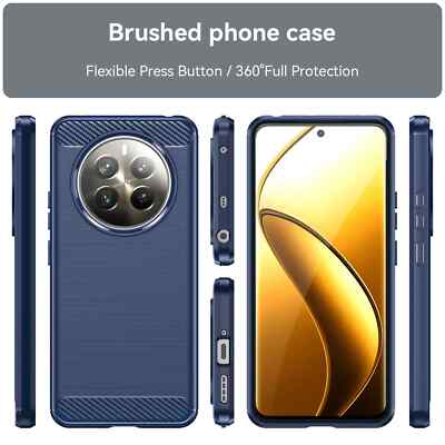 For Realme 12+ 5G, Luxury Shockproof Classic Soft Brushed TPU Back Cover Case 