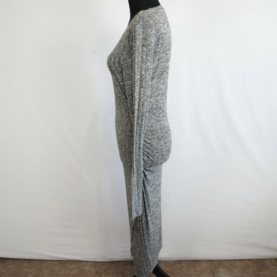 Vestido I Heart Ronson Mujer Mediano Maxi Tejido Suéter Gris Rayas Manga Larga Foto 2 de 4