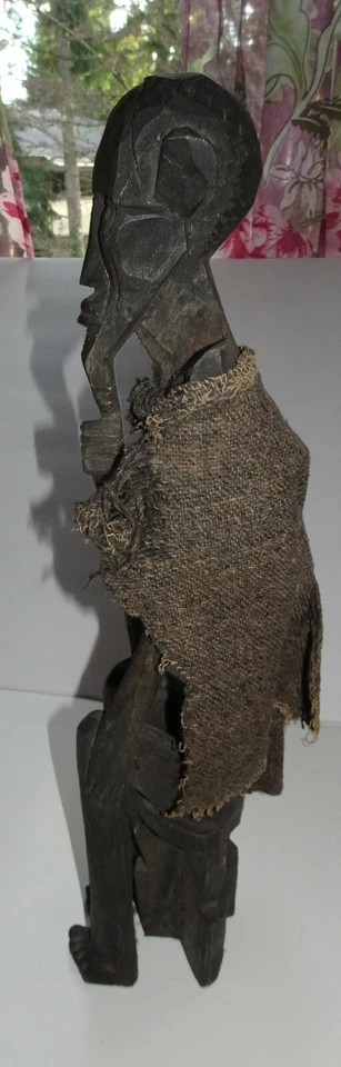 Antigua estatua/figura china tallada en madera negra, siglo XIX Foto 4 de 4