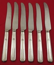 Lot Of 6 National Silver Co TWELVE Pattern Silverplate Solid Dinner Knives 9"