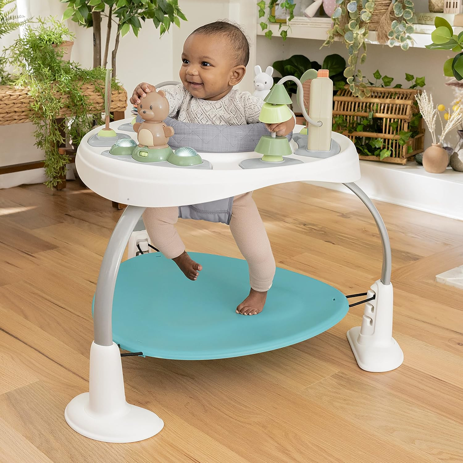 Spring & Sprout 2-In-1 Baby Activity Center Jumper and Table with Infant Toys - 