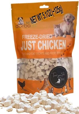 DURBALIFE Just Chicken Freeze Dried Dog & Cat Treats Food Topper 5.1oz (145g) Tasty Chews