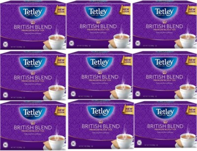 Lot of 9 Tetley British Blend Premium Black Tea, 80 Bags Each