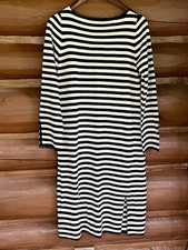 Ann Taylor Wool Blend Stretch Knit Midi Dress Large Black White Stripe