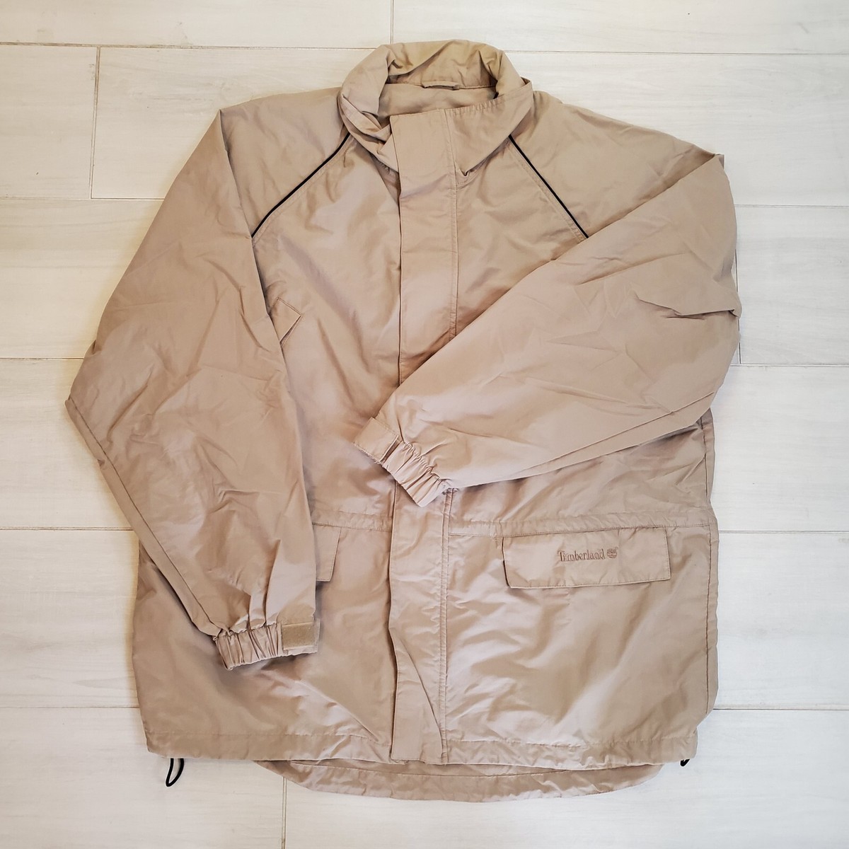 Vintage Timberland Mens Jacket XLarge Rain Coat Brown Full