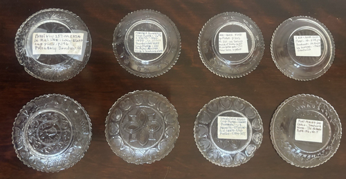 ANTIQUE SANDWICH GLASS CUP PLATES VARIOUS PATTERNS 3.5 INCHES- 8 TOTAL - Picture 2 of 10