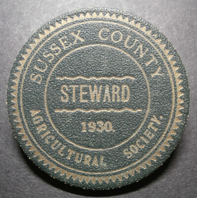 Veranstaltungsabzeichen - STEWARD 1930 Sussex Agricultural Society - große gepresste Karte 49 mm