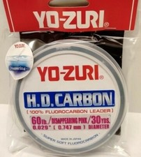Yo-Zuri HD Carbon 100 Fluorocarbon Leader Fishing 60lb 30yds Disappearing Pink