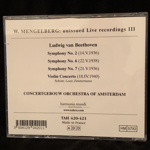 WILLEM MENGELBERG - BEETHOVEN Sympsen 2, 6, 7 & Violine Cto Zimmermann - TAHRA 2CD - Bild 2 von 4