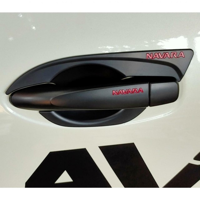 Doors Handle Bowl Cover Matte Black Red Logo Fit Nissan Navara NP300