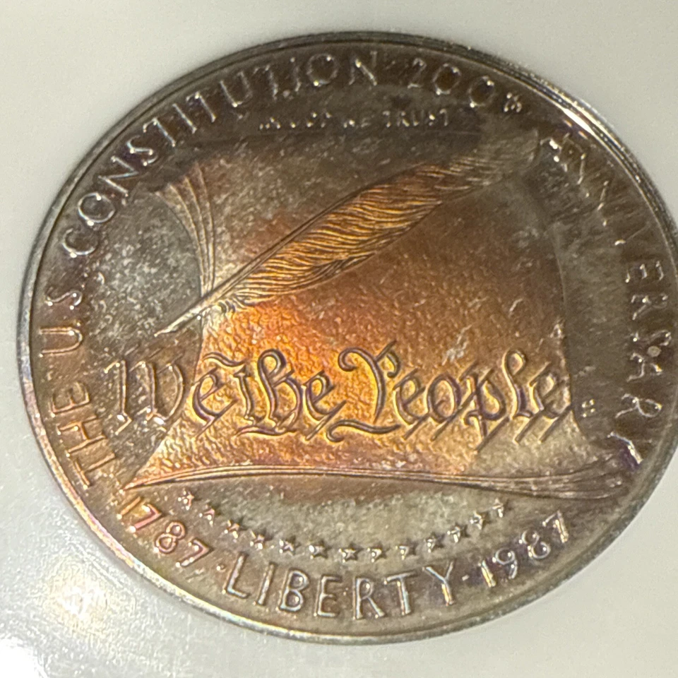 1987-S $1 Constitution Commemorative Silver One Dollar PR70 DCAM !!TONED!! - Image 3 of 4