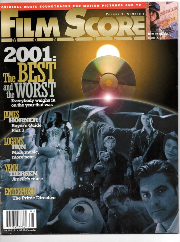 FILM SCORE MONTHLY Magazine vol. 7 #1 - Jan. 2002 - Logan's Run, James Horner