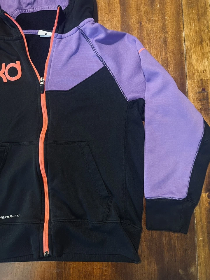 Nike Therma Fit KD Kevin Durant Full Zip Hoodie Youth Size Medium Black Purple - Image 4 of 4