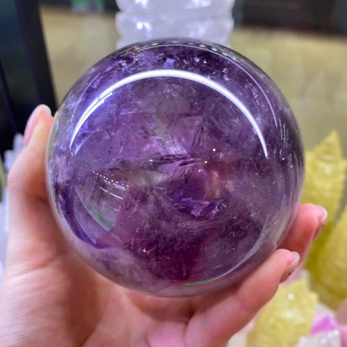 2.33LB Top Natural amethyst Quartz Sphere Crystals reiki Ball Healing Gift 91mm - Picture 3 of 6