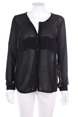 MILLY Bluse aufgesetzte Taschen D 40 schwarz transparent