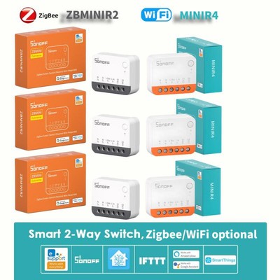 SONOFF MINI-R4/Zbmini-R2 Smart Zigbee/Wifi Switch 2-Way Control Neutral Need Sup