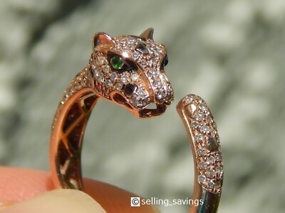 14K ROSE GOLD EFFY TCW DIAMOND GREEN EYE CAT