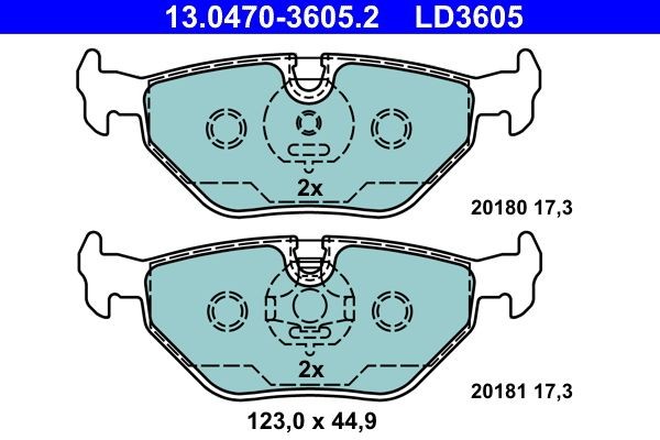 Neu - Ate 13.0470-3605.2 Bremsbelagsatz, Scheibenbremse FüR Bmw Mg Rover Saab-image